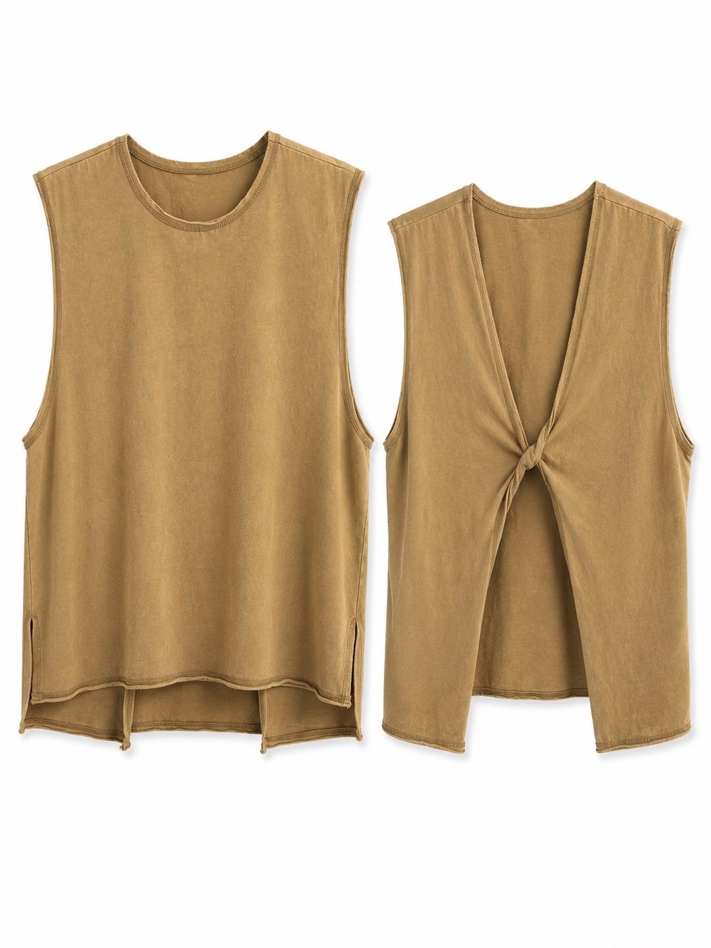 Free People Movement Open Back Muscle Tank | Camel Brown | Size Small